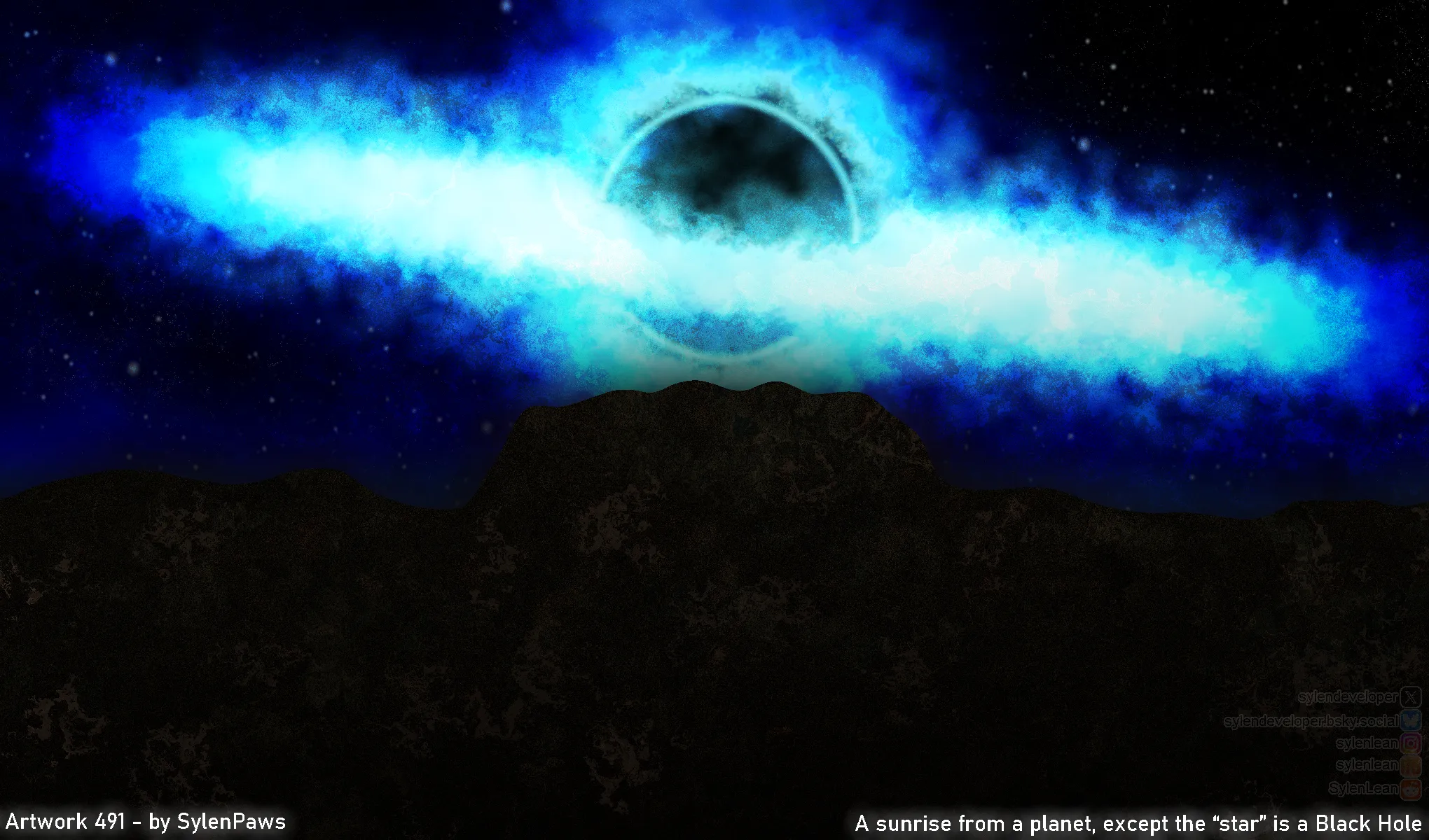 A sunrise from a planet, except the “star” is a Black Hole