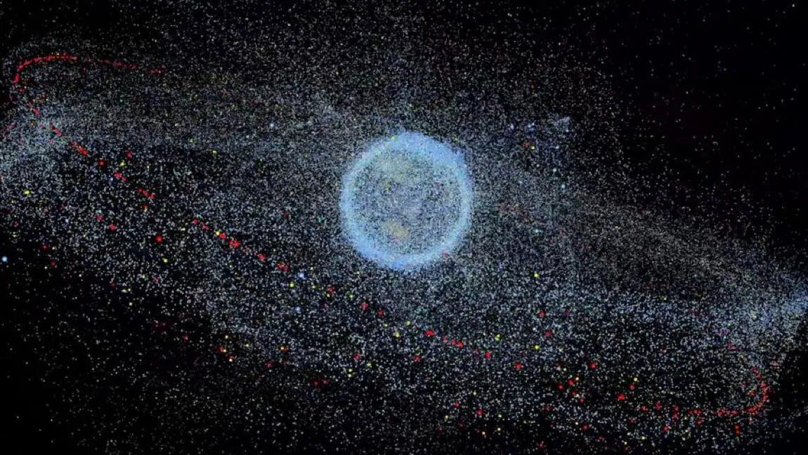 Earth with Space Debris Marked